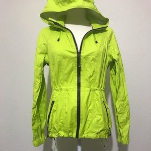 Lime green rain coat